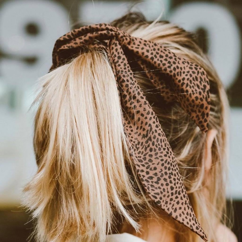 Darling Draped Bow Scrunchie Cheetah Print